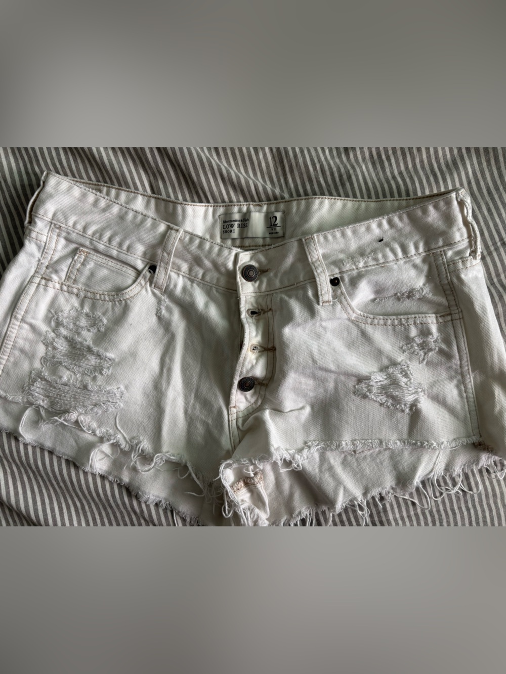 Abercrombie & Fitch White Low Rise Denim Shorts
